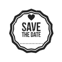 Houten handstempel stempelafdruk Woodies Save the Date blanc