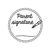 School stempel Houten handstempel "Woodies" | Parent Signature stempelafdruk