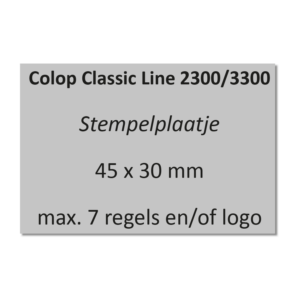 Tekstplaatje Colop 2300 & 3300