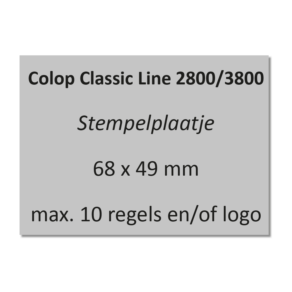 Tekstplaatje Colop Classic 2800 en 3800