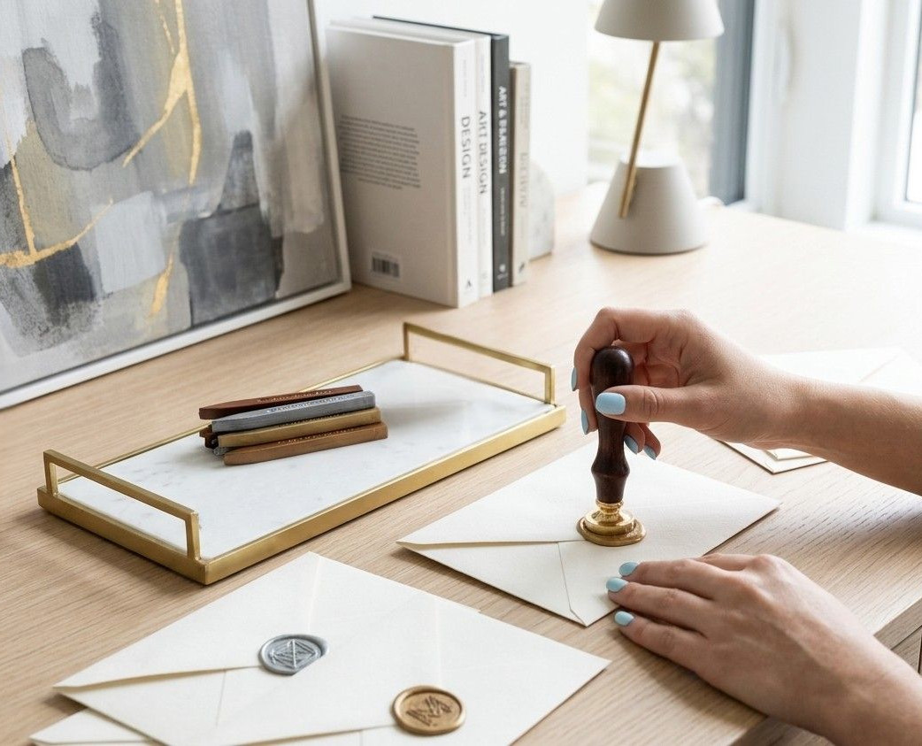 Lakzegels maken met gouden, zilveren en bronzen lakstaven